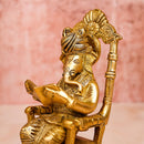 Brass Ganesh Idol | Reading Book On Rocking Chair | 19 cm