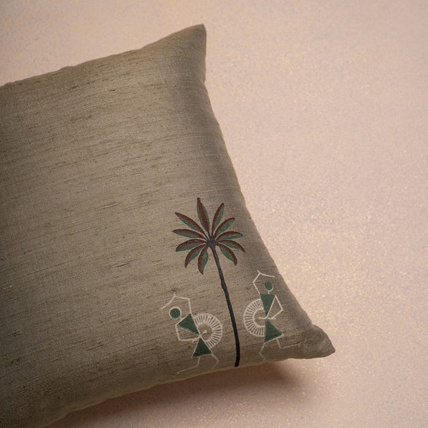 Silk Cushion | Tribal Tales | Pista Green | 46 x 46 cm