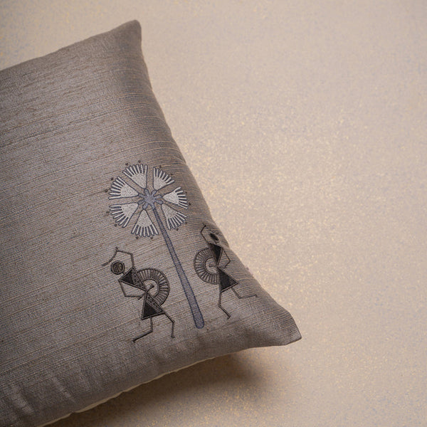 Silk Cushion | Tribal Tales | Grey | 46 x 46 cm