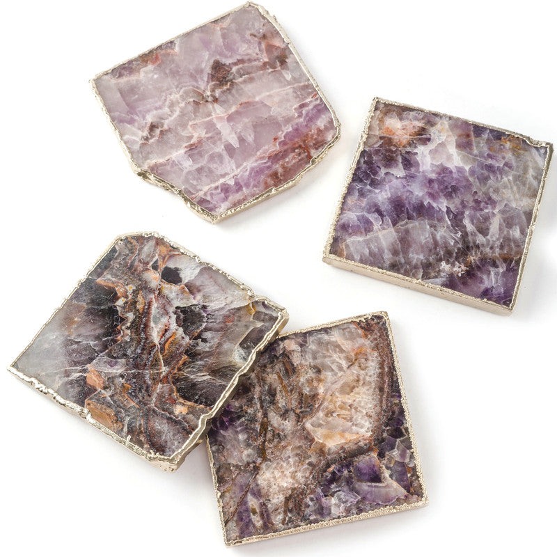 Amethyst Coaster Set | Polished Edges | Purple | Set Of 4