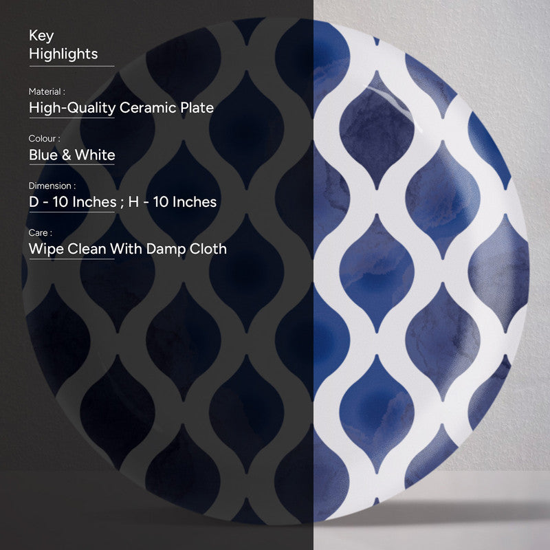 Ceramic Wall Plate | Indigo Dreamscape | Blue & White | 10 inches