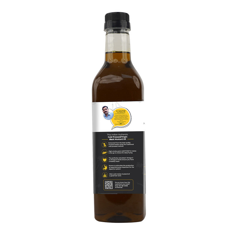 Black Mustard Oil | Kacchi Ghani | Sarso Tel | Wood Pressed | 1 L
