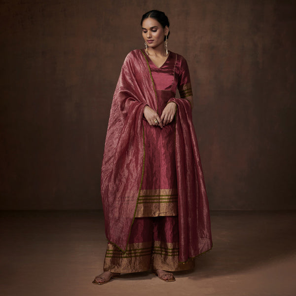 Chanderi Tissue Dupatta for Women | Deep Pink