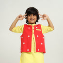 Cotton Orchid Nehru Jacket | Mandarin Collar | Red.