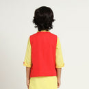 Cotton Orchid Nehru Jacket | Mandarin Collar | Red.