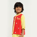 Cotton Orchid Nehru Jacket | Mandarin Collar | Red.