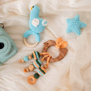 Wooden Baby Teether | Cotton Crochet | Bird Design | Multicolour