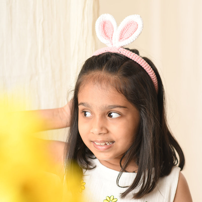 Cotton Hair Accessories for Girls | Hairband & Clips | Floral & Bunny Design | Multicolour