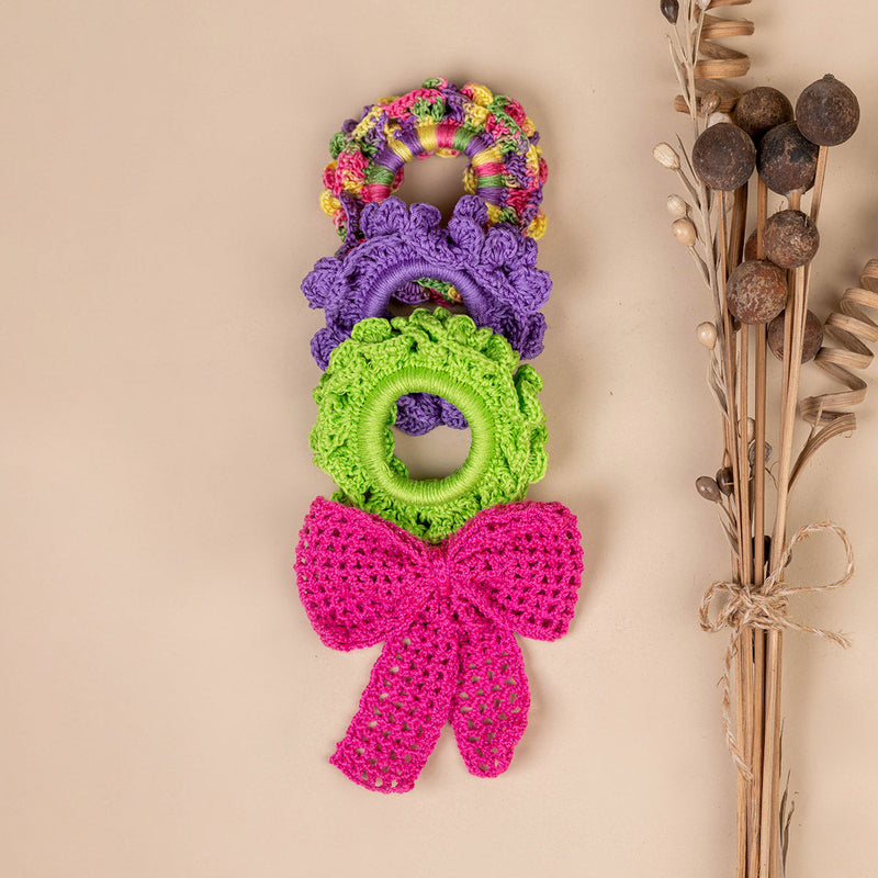 Cotton Hair Accessories for Girls | Scrunchies & Hair Bow | Multicolour