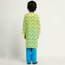 Cotton Kurta Set For Kids | Printed | Blue.