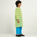 Cotton Kurta Set For Kids | Printed | Blue.