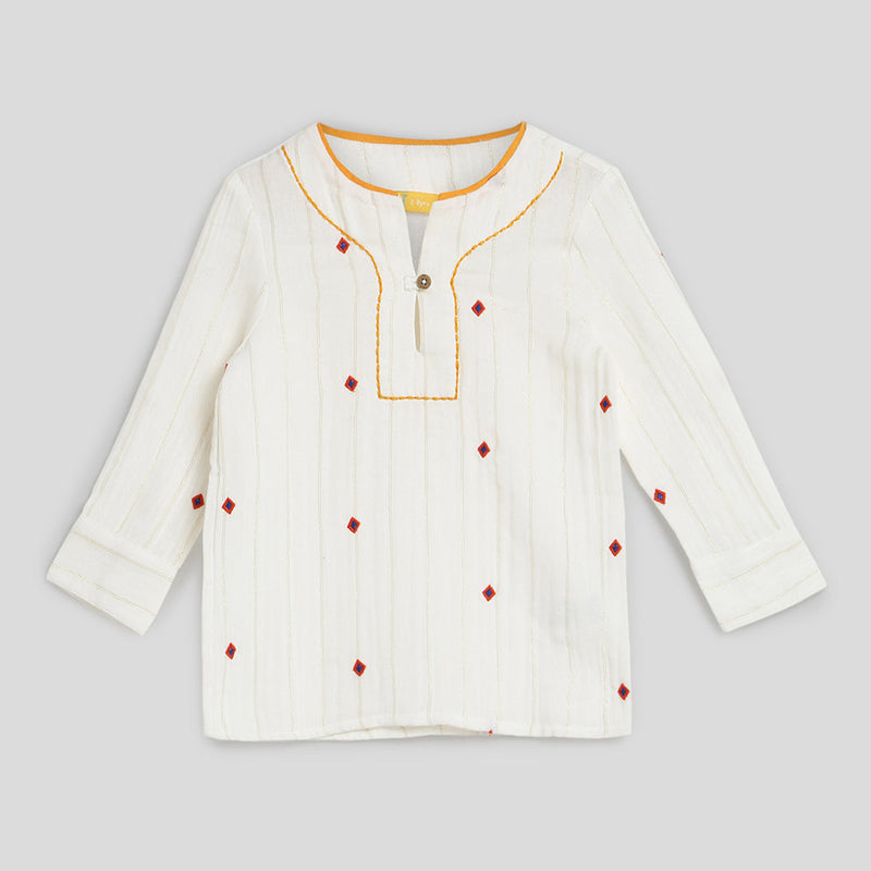 Cotton Boys Kurta Pajama With Jacket | Printed | Multicolour