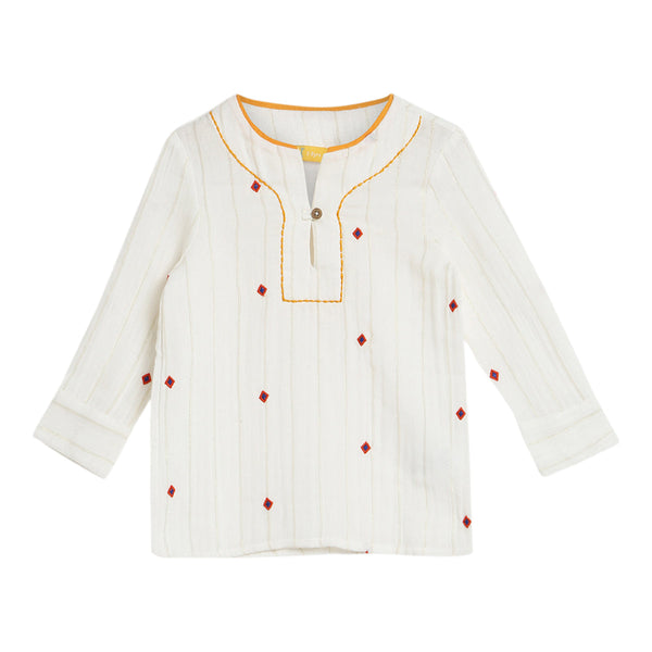 Cotton Boys Kurta Pajama With Jacket | Printed | Multicolour