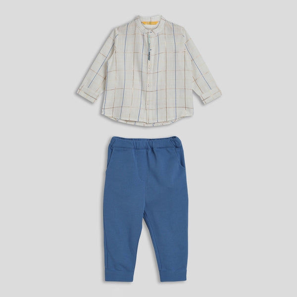 Cotton Boys Short Kurta and Pants | Checkered | Multicolour
