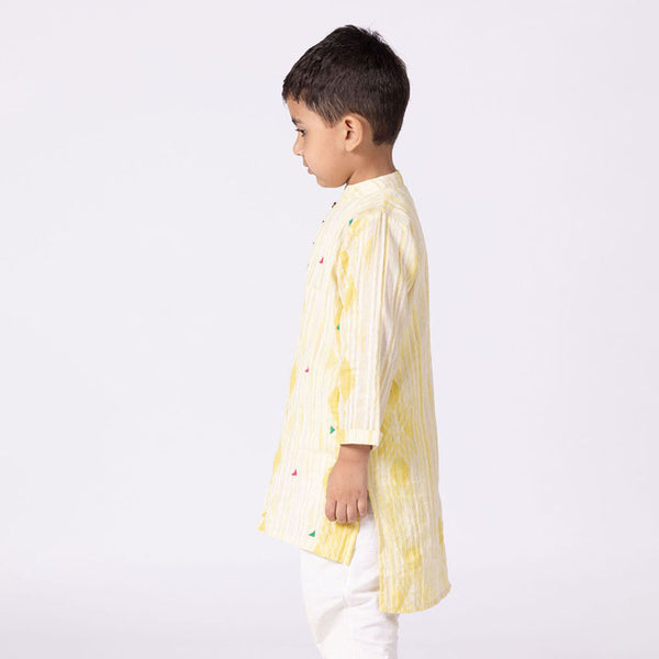 Cotton Kurta For Kids | Daffodil | Mandarin Collar | Yellow