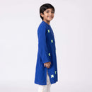 Cotton Kurta For Kids | Daffodil | Embroidery | Blue.