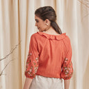 Organic Cotton Women Top | Embroidered | Orange