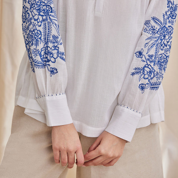 Organic Cotton Top for Women | Embroidered | White