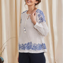 Women Organic Cotton Top | Embroidered | White