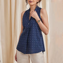 Women Organic Cotton Flared Top | Navy Blue