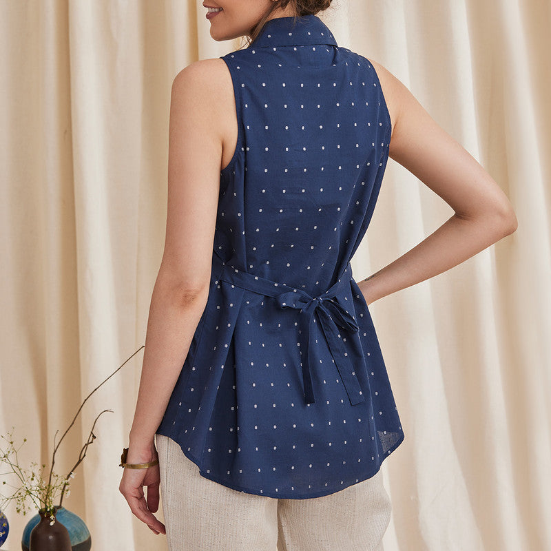 Women Organic Cotton Flared Top | Navy Blue