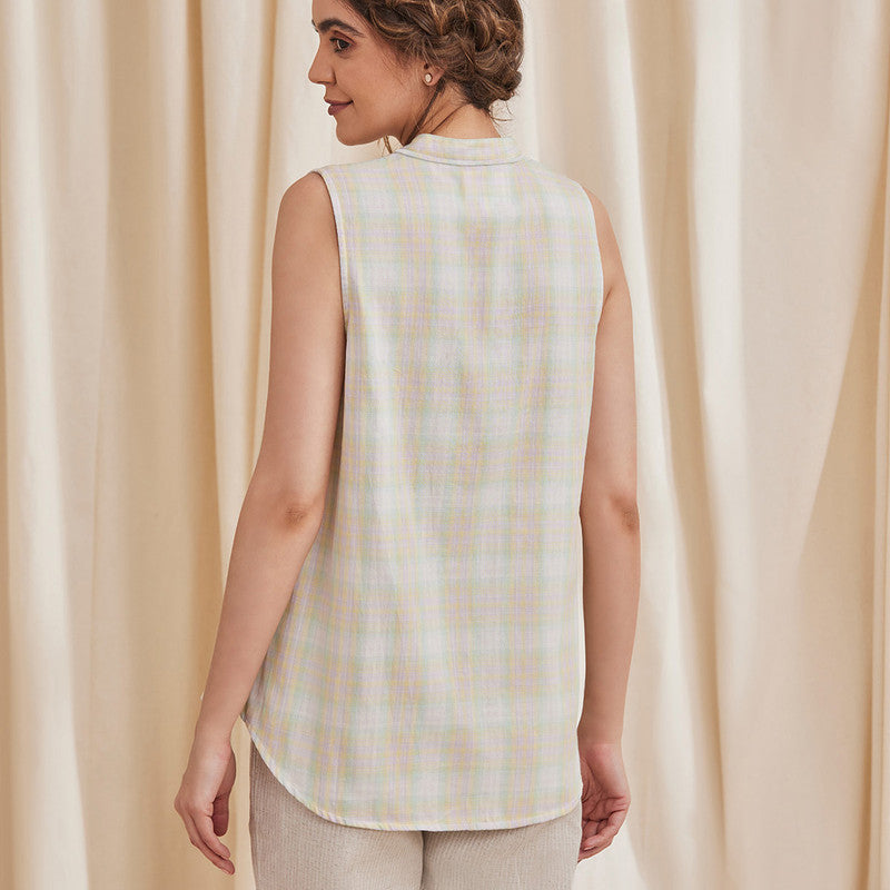 Organic Cotton Women Shirt | Sleeveless | Pistachio Green