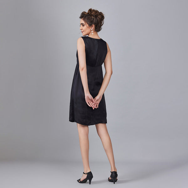 Black Shift Dress for Women | Bemberg Crepe