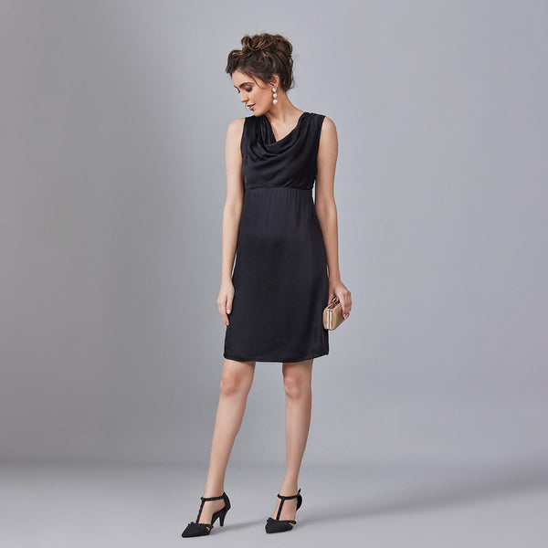 Black Shift Dress for Women | Bemberg Crepe