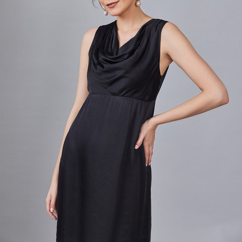 Black Shift Dress for Women | Bemberg Crepe