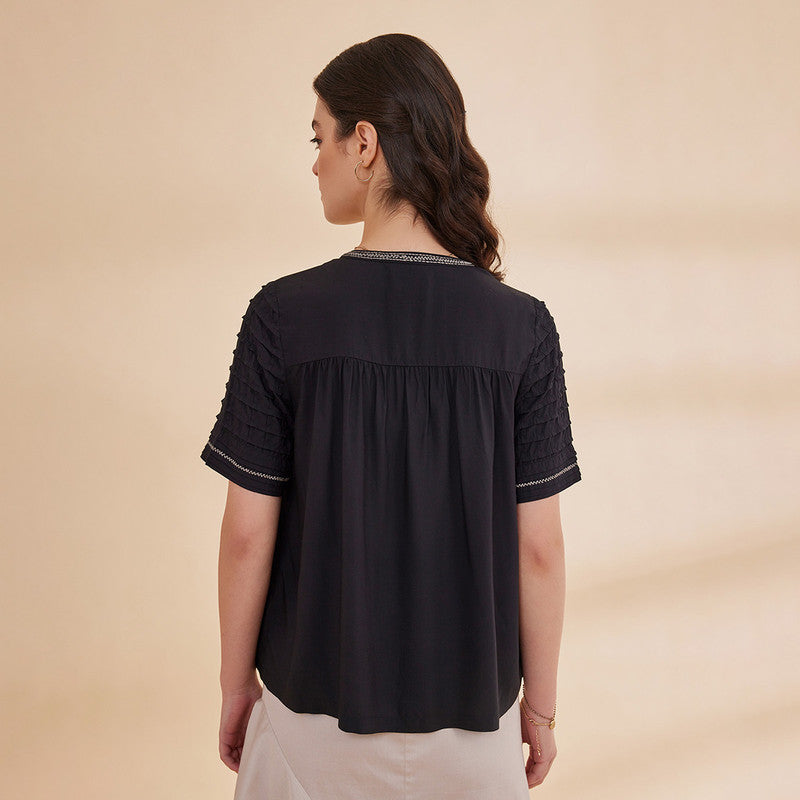 Bamboo Black Top for Women | Half Sleeves