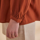 Embroidered Shirt for Women | Bamboo Bemberg | Rust | Full Sleeves