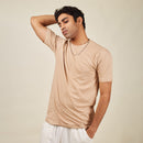 Cotton T-Shirt for Men | Half Sleeves | Beige