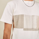 White T Shirt for Men | Cotton Knit | Geometric Pattern