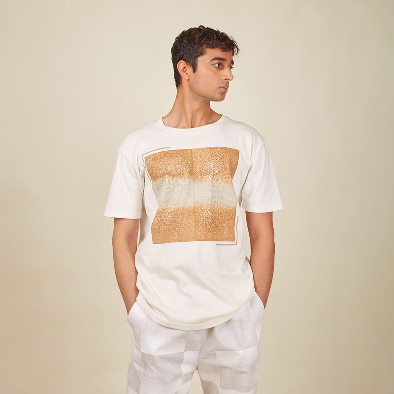 Half Sleeves T-Shirt for Men | Cotton Knit | Geometric Pattern