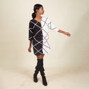 Cotton Monochrome Dress for Women | Hand block Printed Lines | Black & White