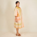 Cotton Midi Dress for Women | Striped | Yellow & Orange