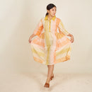 Cotton Midi Dress for Women | Striped | Yellow & Orange