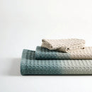 Bamboo Cotton Towel Set | Waffle Design | Blue & Brown | Set of 4