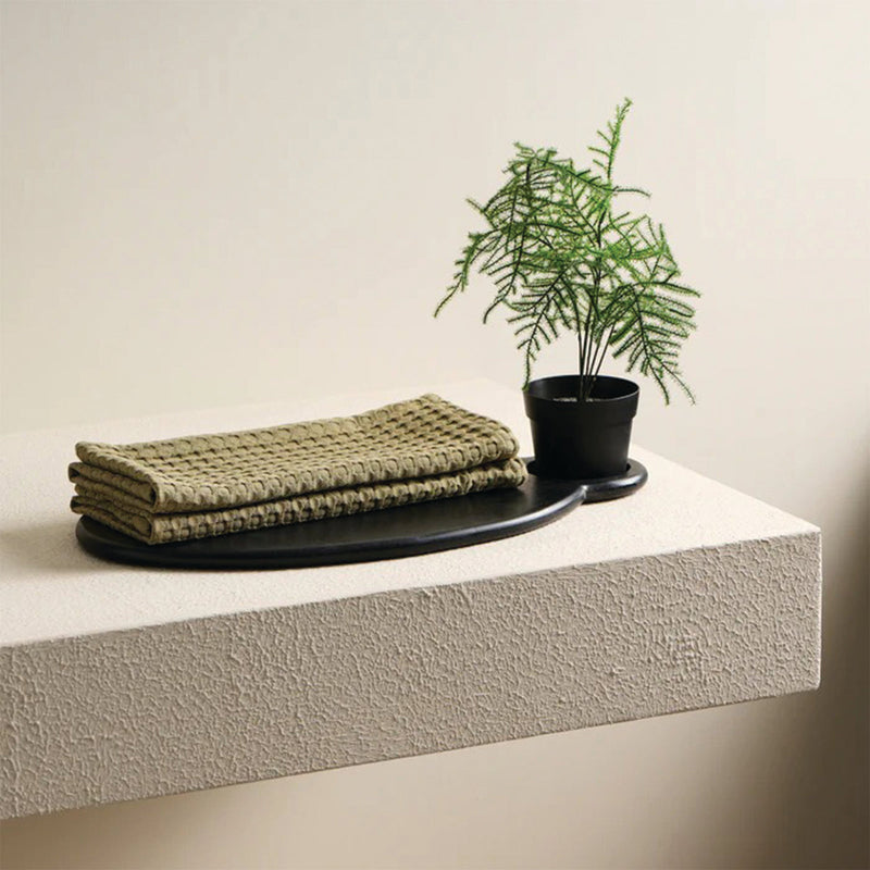 Bamboo Cotton Towel Set | Waffle Design | Moss Green | Set of 4