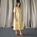 Linen Dress For Women | Printed & Embellished | Yellow