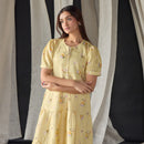 Linen Dress For Women | Printed & Embellished | Yellow