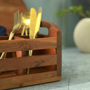 Acacia Wood Cutlery Holder | Wooden Organizer | 27.5x19.5x14.2 cm