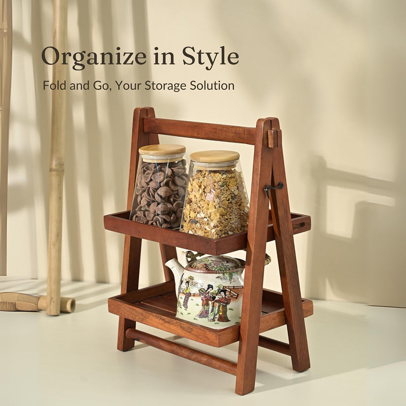 Wooden Kitchen Shelf Rack | Storage Organiser | Brown | 41 cm