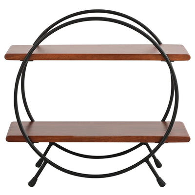 Home & Kitchen Organizer Rack | Pearl Circular | Wood & Metal | Mahogany