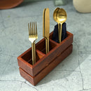 Wooden Cutlery Holder | 3 Compartments | Brown | 23 cm