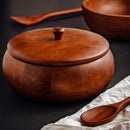 Wooden Roti Box with Lid | Brown | 22 cm