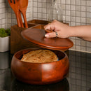 Wooden Roti Box with Lid | Brown | 22 cm