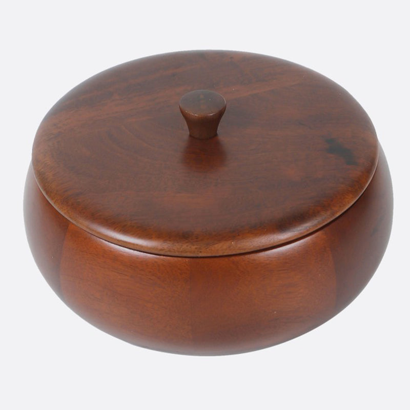 Wooden Roti Box with Lid | Brown | 22 cm