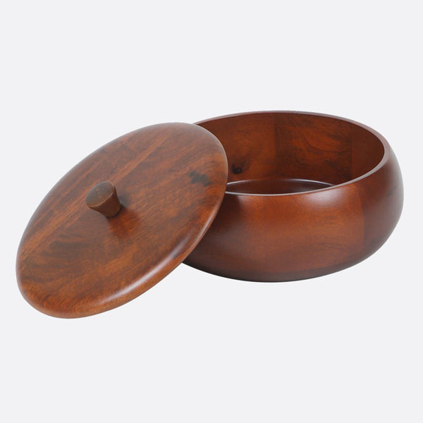 Wooden Roti Box with Lid | Brown | 22 cm