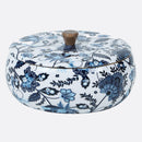 Mango Wood Chapati Box | Floral Print | Blue